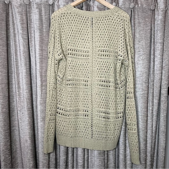 NWT RXB Open Knit Crochet Tan Crewneck Sweater Size Large - Picture 10 of 15